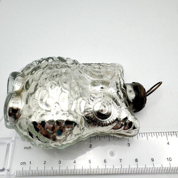 Owl Mercury Glass Ornament Kugel Style Silver Christmas 4" - Picture 3 of 8